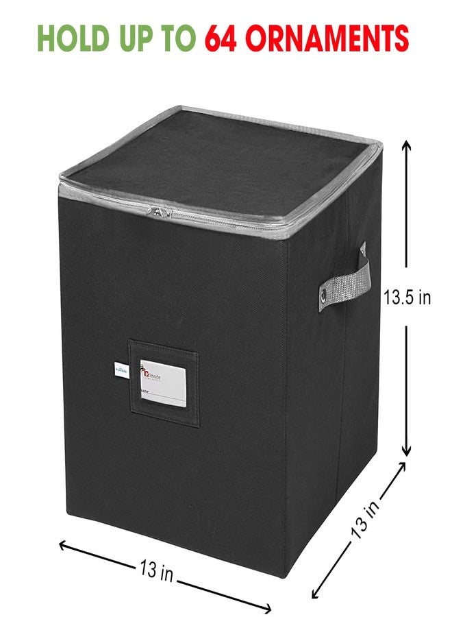 Primode Christmas Ornament Storage Box, 4 Individual Trays Xmas Storage Container, Fits 64 Ornaments Decoration Balls, Constructed of Durable 600D Oxford Material (Black) - Image 4
